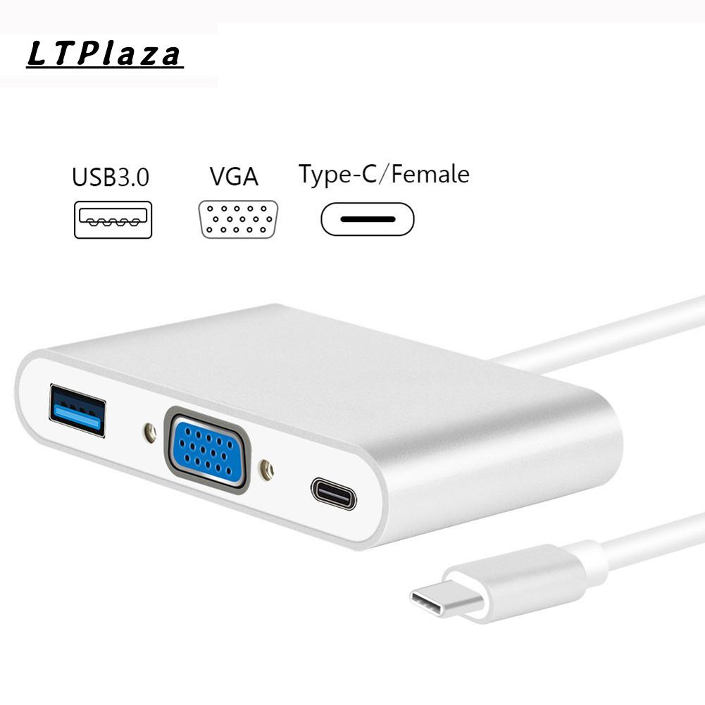 USB Tipe C Adaptor Ke VGA Multiport USB3.0 Hub Tipe-C Perempuan dengan Pengisian & Konverter Video untuk Apple Macbook, chromebook Pixel Proyektor TV dan Banyak Lagi Tipe-C Perangkat
