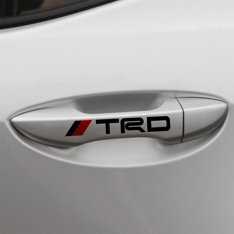 Stiker Handel Pintu Mobil Car-styling New Car Door Handle Sticker TRD Car Doorknob Sticker Handle Pintu Mobil Dekorasi Mobil Body Decoration for TOYOTA Rush / Fortuner TRD /Vios / Yaris/Etios Valco/Agya/Avanza/Veloz/Calya/Kijang Innova/Sienta/Hiace(Hitam)