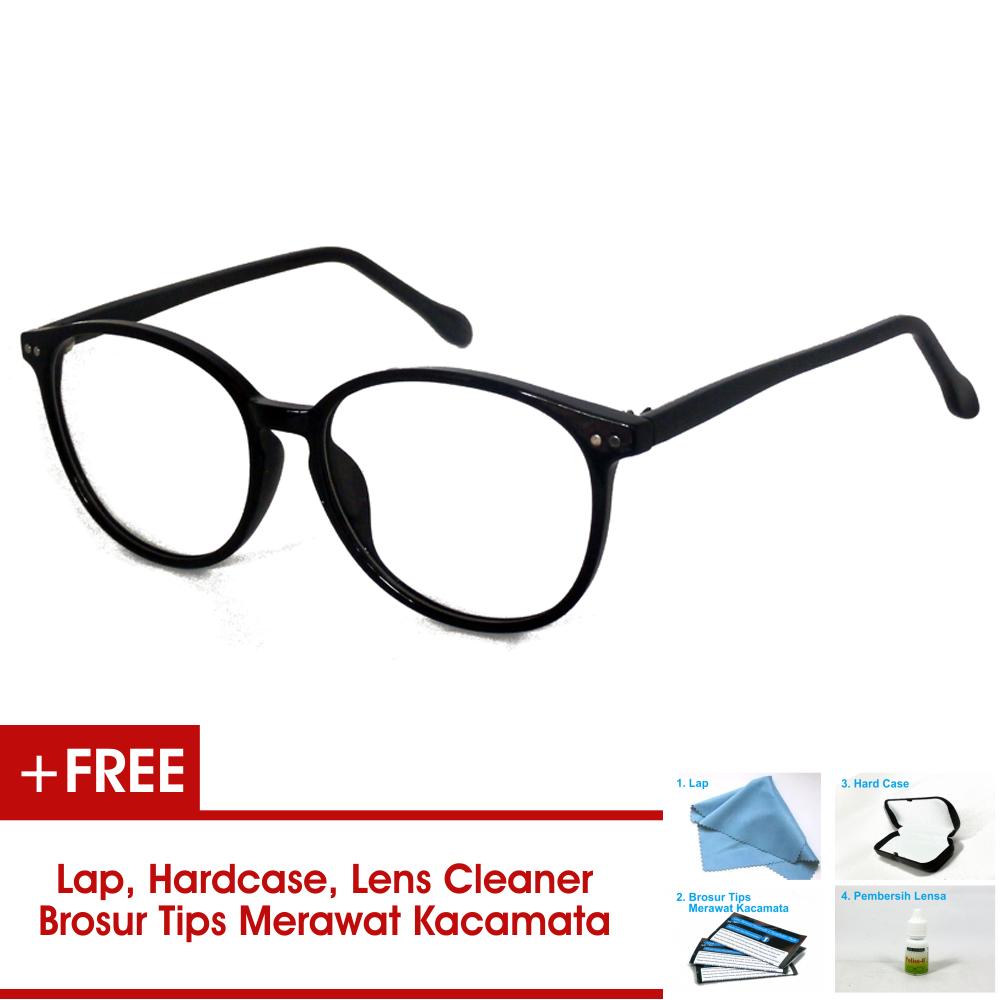 Frame Kacamata Pria Wanita Bulat 8018 Hitam Bisa Dipasang Lensa Minus Di Optik Terdekat