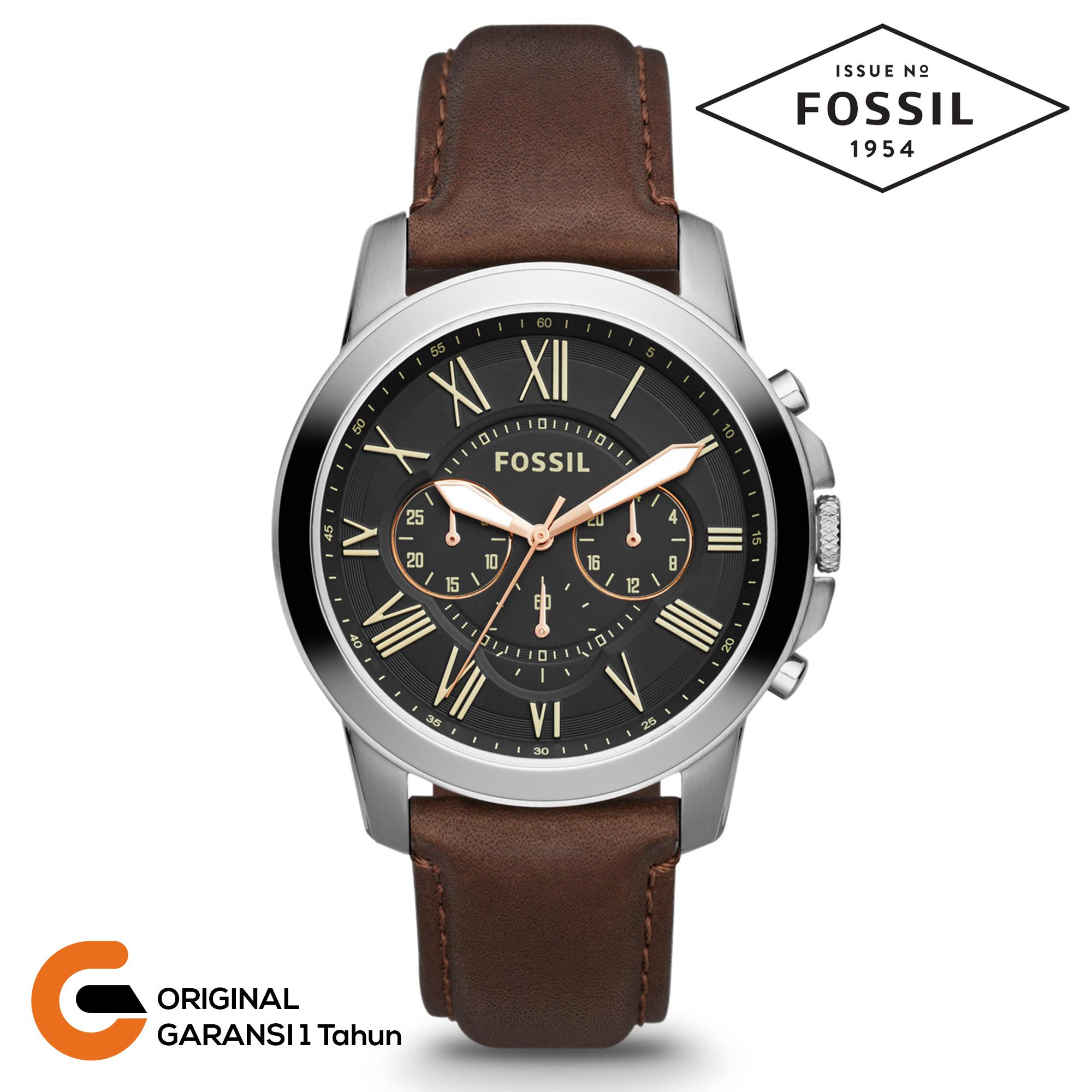 Jual Jam Tangan Pria Fossil Terbaru Fossil Jam Tangan Pria Fossil Grant Chronograph Tali Kulit Leather Quartz Movement Black Brown Cream White
