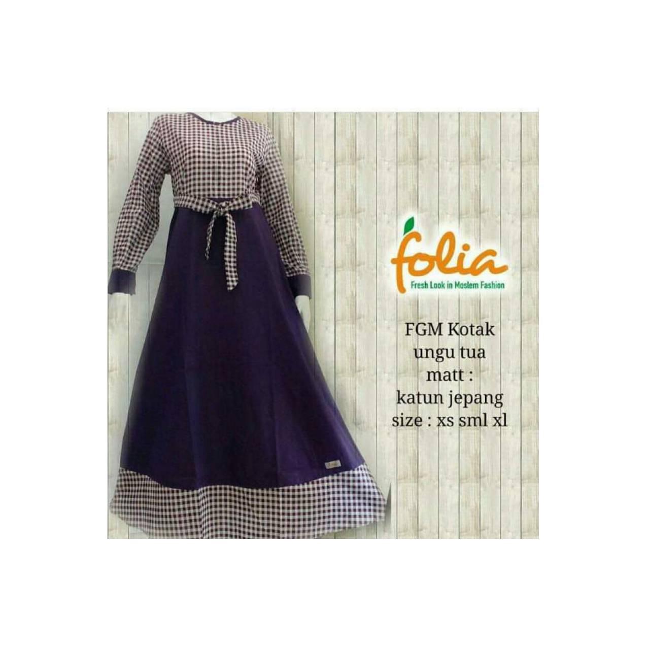 Gamis Folia FGM kotak Ungu Tua Berkualitas