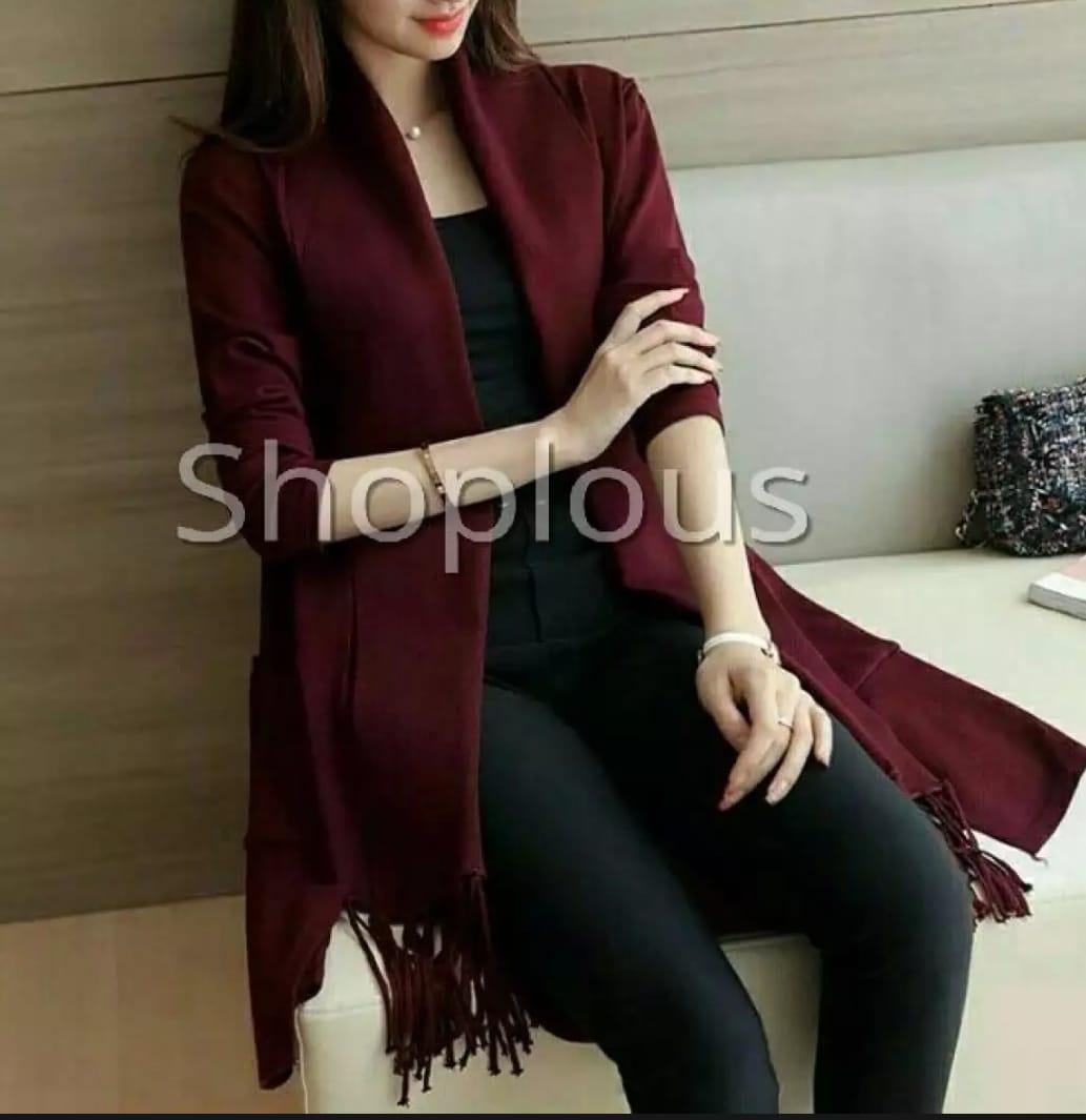 Shoplous Kardigan Wanita Baru / Blezer wanita/ Kardigan rumbaibai / Kardigan Rumbai/ Kardigan lengan panjang / blezer lengan panjang
