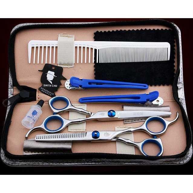 Set Gunting Rambut Salon Lengkap Profesional Scissors Comb Jepitan Hair Clip Sisir Plus Dompet Penyimpanan & Minyak Pelumas Haircut Peralatan Bercukur Stainless Steel Kuat Kokoh Awet Tahan Lama Multifungsi Hair Shaving Equipment Professional s4052