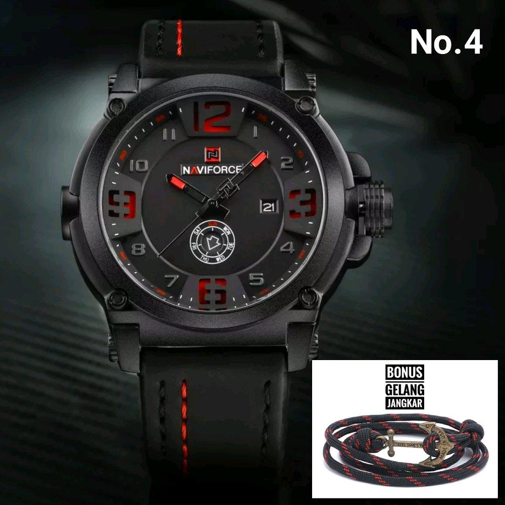 Jam Tangan Pria Original Naviforce 9099 cowok tali kulit chrono anti air ori water resist proof renang