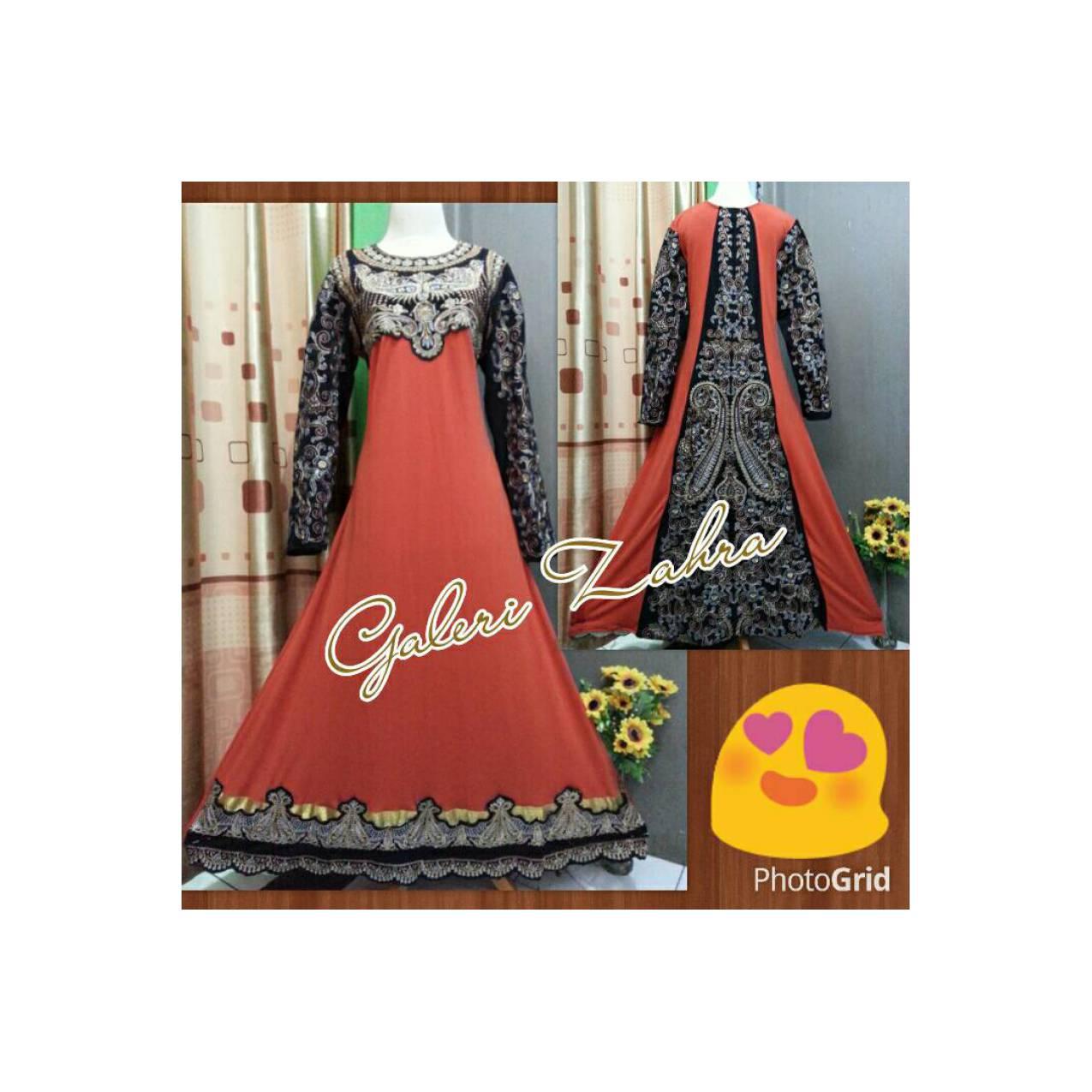 abaya indua full bordir orens / gamis aceh murah