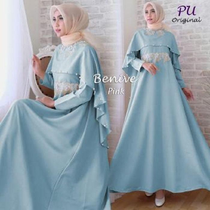 BajuReady 15422 H14 BAJU MUSLIM WANITA MAXI DRESS LENGAN PANJANG SYARI GAMIS SLETING BELAKANG FASHION BUSANA MUSLIMAH PESTA KEKINIAN WARNA BIRU MURAH TERMURAH BAHAN BALOTELI