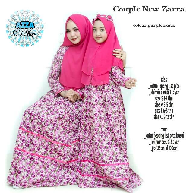 (TERBARU) Zarra Baju Dress Gamis Syari Bukan Couple Ibu Mama Bunda Anak Wanita Cewek Perempuan Lebaran dan & (Size S (1-2th))