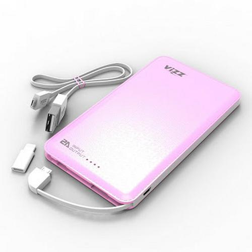 Vizz Power Bank Powerbank 6000 Mah VZ-60 Single Port + Cable - Pink