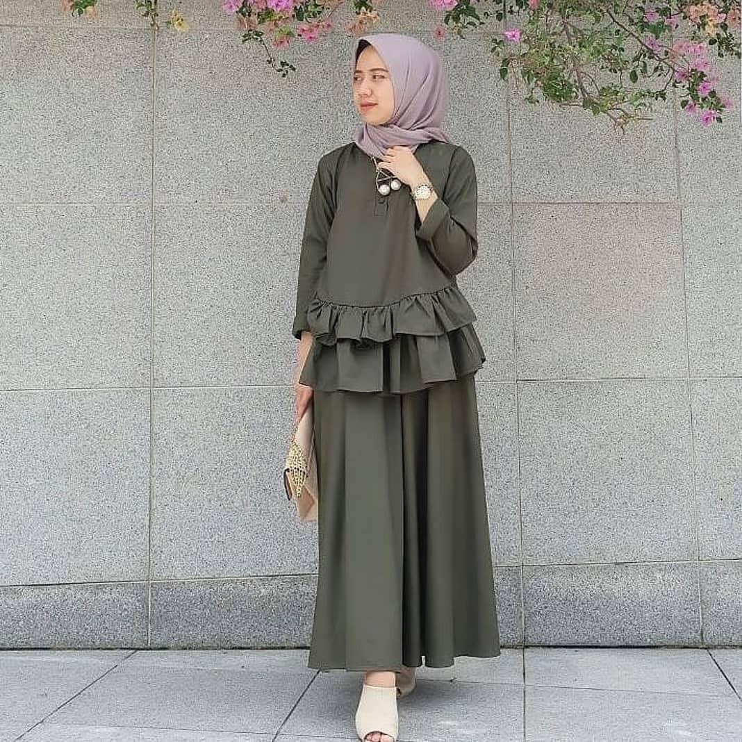 Baju Original LEA SET Balotelly Panjang Hijab Casual Pakaian Muslim Wanita Muslim Modern Terbaru Termurah 2018
