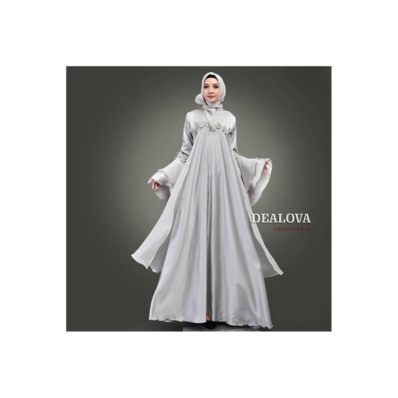 BAJU GAMIS PESTA MUSLIM GAUN PESTA MALAM REMAJA WISUDA ZASKIA GREY