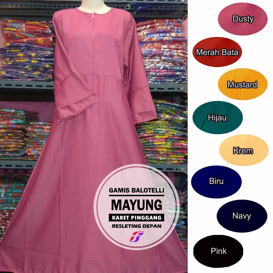 Gamis Balotelli Polos / Baloteli / Gamis syari / Gamis mayung (Merah Bata)