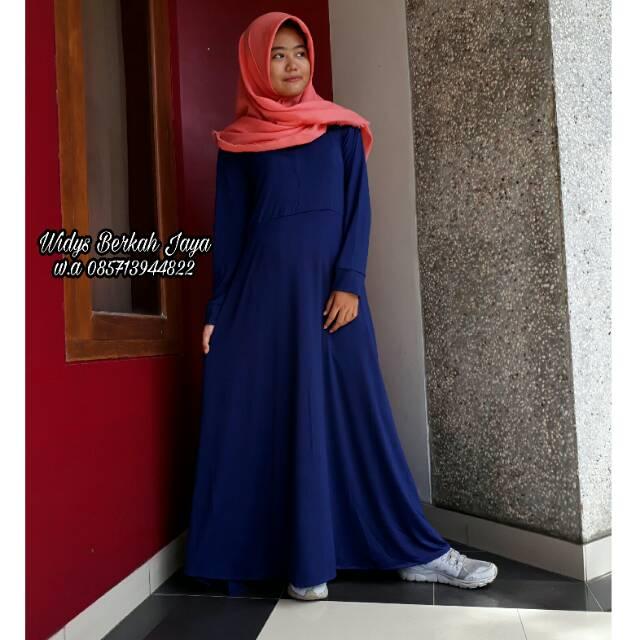 Terlaris..!! Gamis Polos Almas Jersey Tebal Busui Resleting Depan Maroon