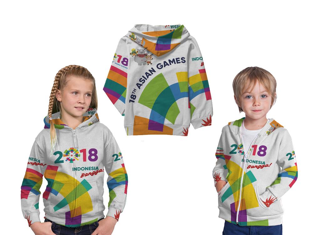 Jaket Sweater Hoodie Pullover Anak Fullprint Custom Asian Games 2018 Indonesia Bangga