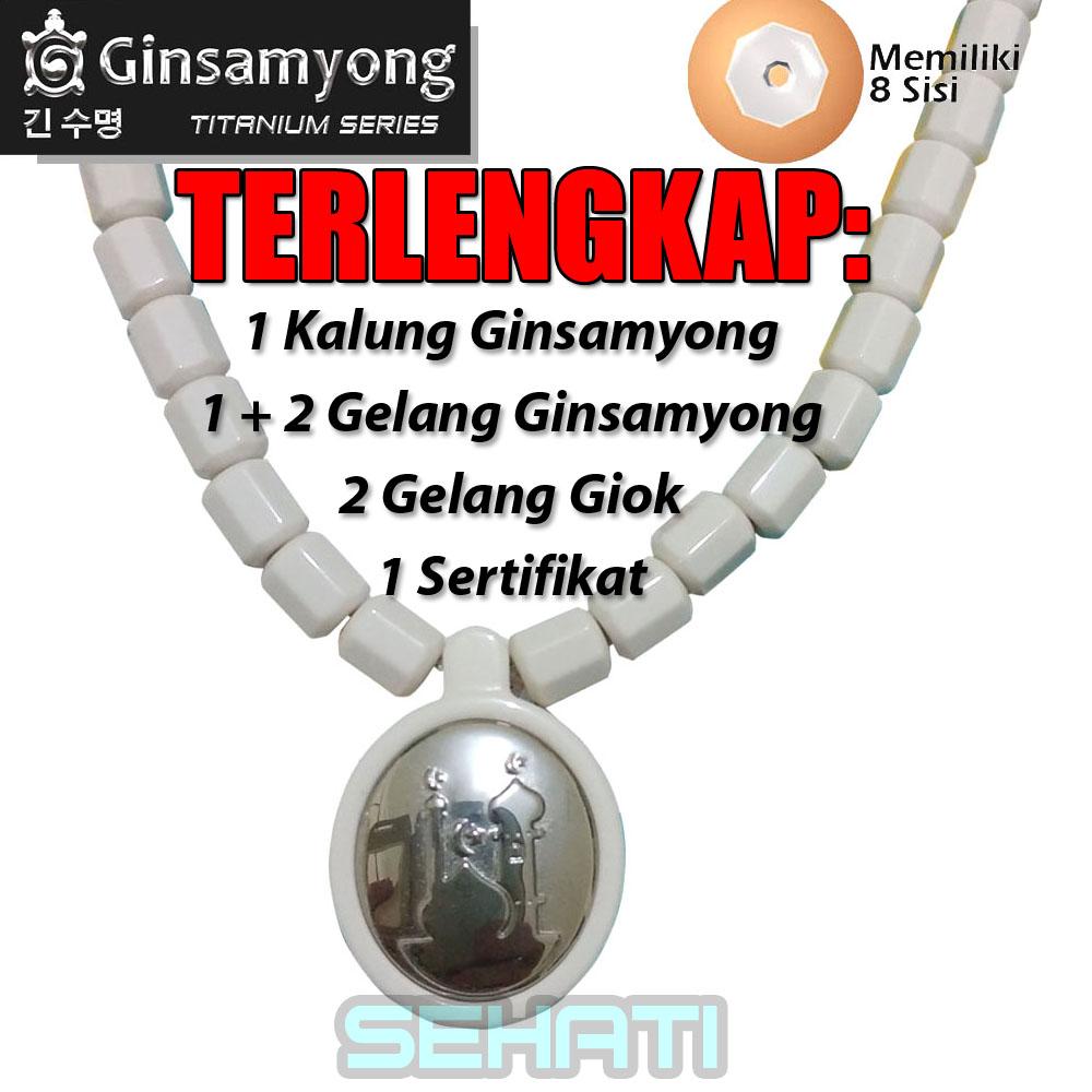 Ginsamyong TITANIUM Relief Ka'bah Mekkah & Masjid Nabawi Madinah - Putih - Kalung Gelang Kesehatan