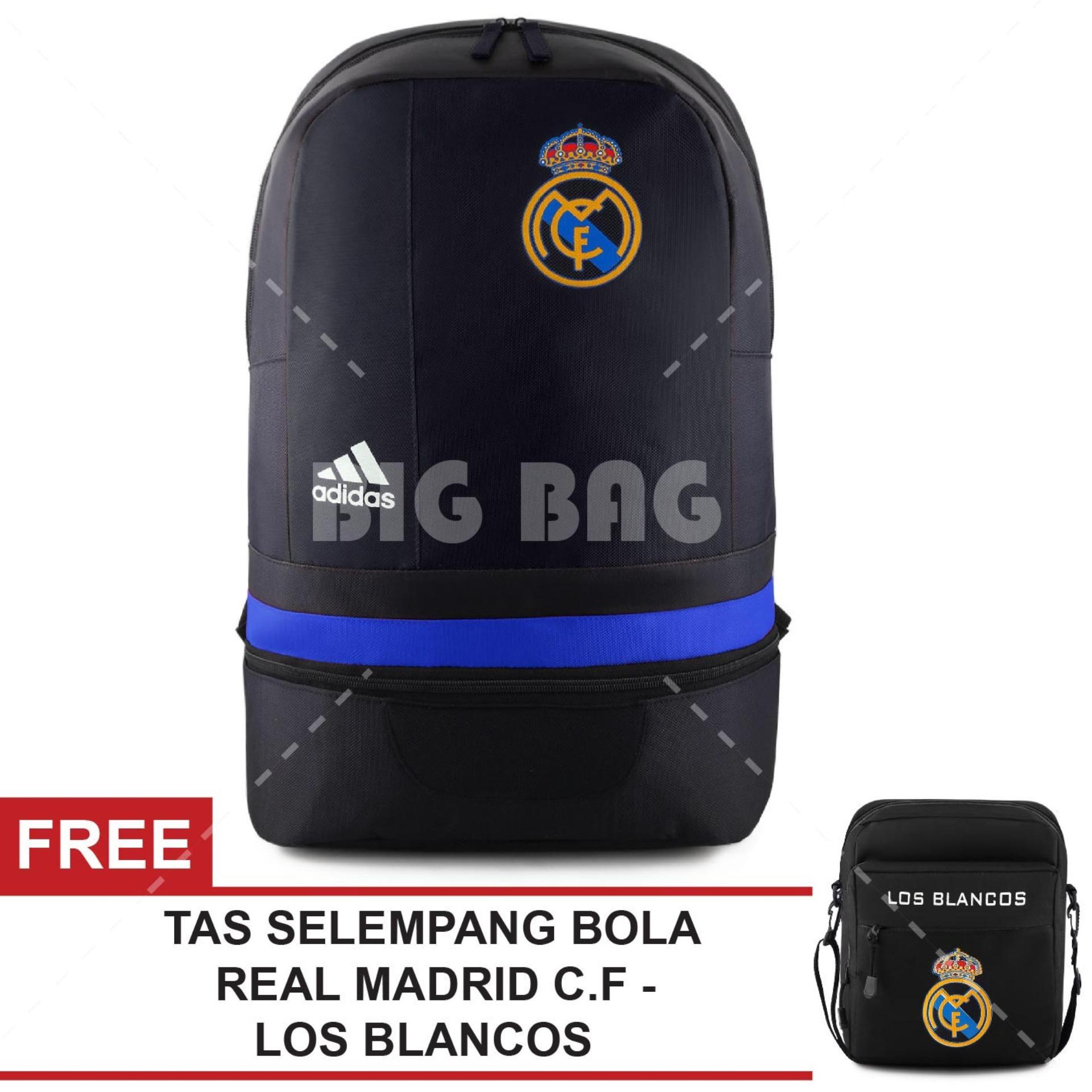 Tas Ransel Bola / Sports Pria Adidas Bola Pria Real Madrid C.F - Santiago Bernabeu Laptop Backpack - Black + Raincover + FREE Tas Selempang Real Madrid C.F - Los Blancos - Black Tas Sepatu Gym Olahraga Fitness Sepak Bola Puma Eiger Bodypack Fila Terlaris