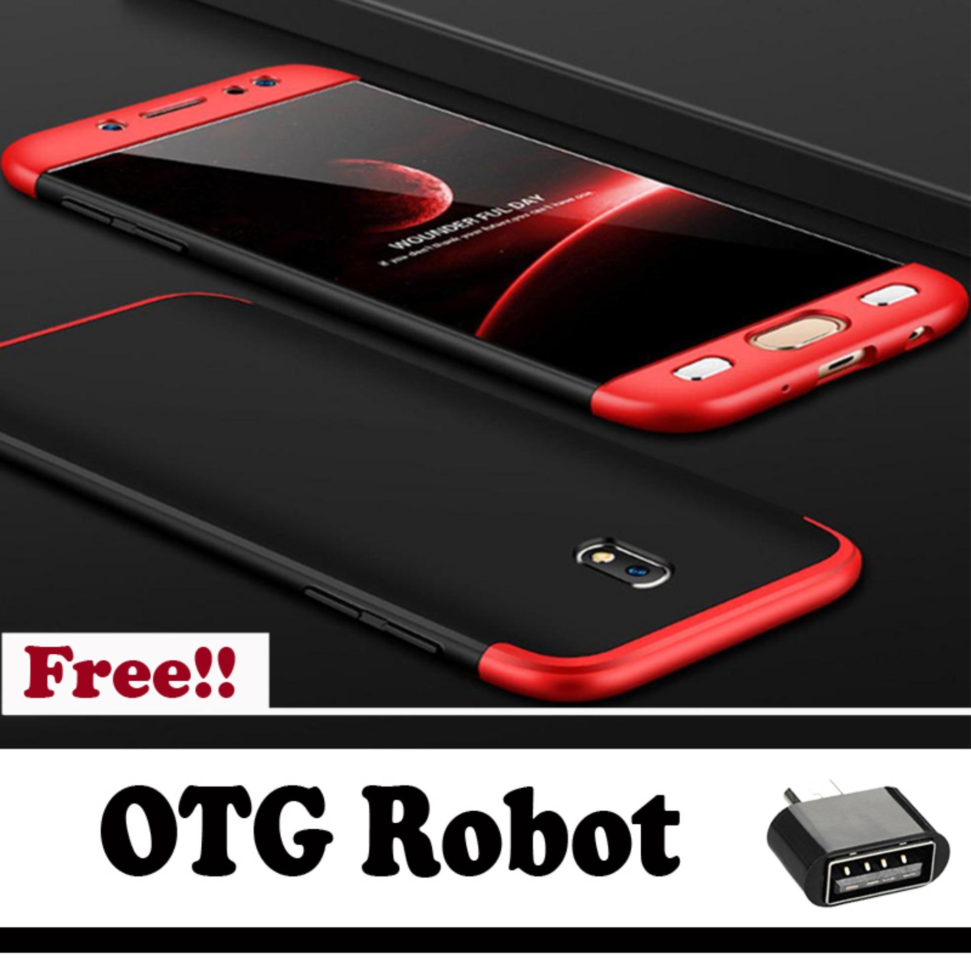 360 Full Protection Case Elite Untuk Samsung Galaxy J5 Pro Full Body Protection Shockproof Baby Skin Cover - Merah Hitam - Free OTG