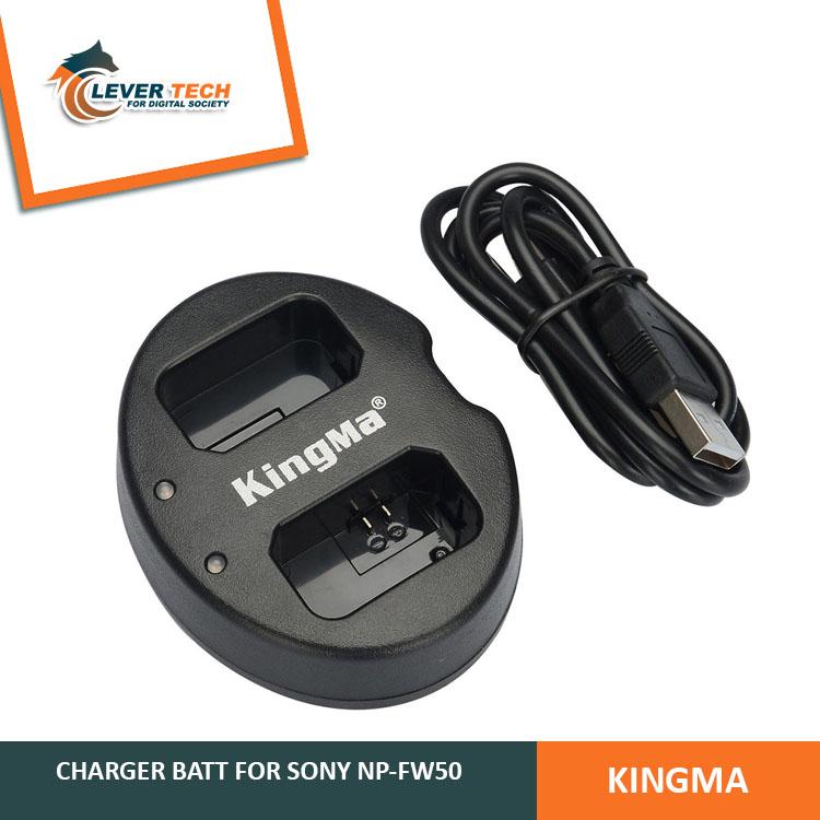 Kingma Dual Battery Charger for Sony A5000 A5100 A6000 A7R NEX6 5T 5R 5N - NP-FW50 - Black