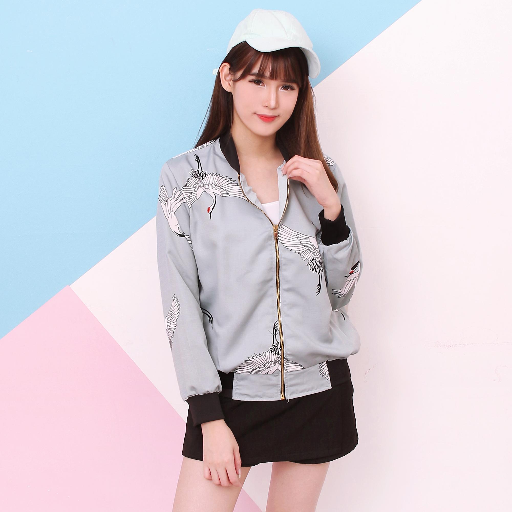 LEMONE Tumblr Tee Kaos Cewe Premium Jaket Bomber Wanita - Abu