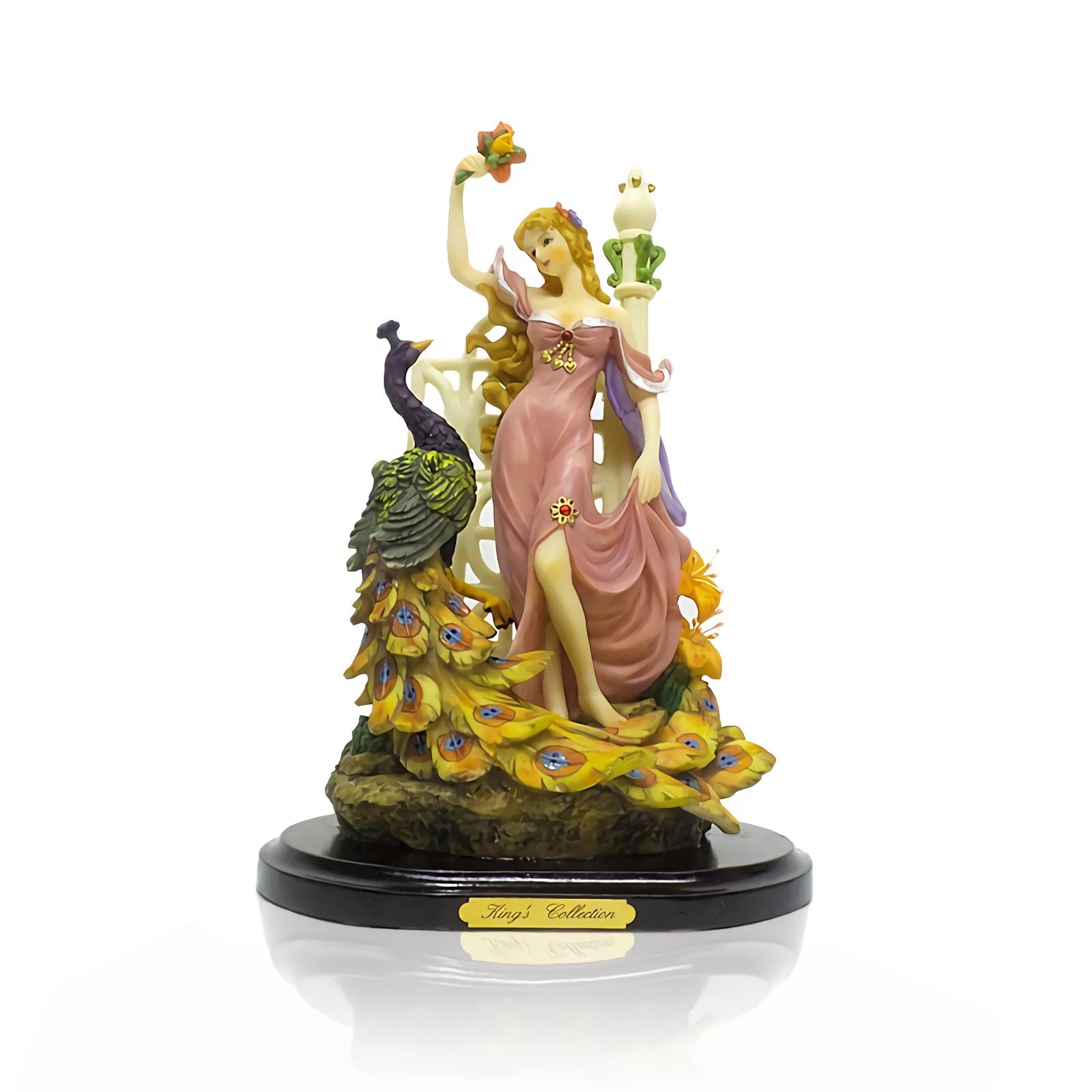 OHOME Patung Pajangan 3D EK-SP-2329 Peacock & Lady 3D Poly Stone Keramik
