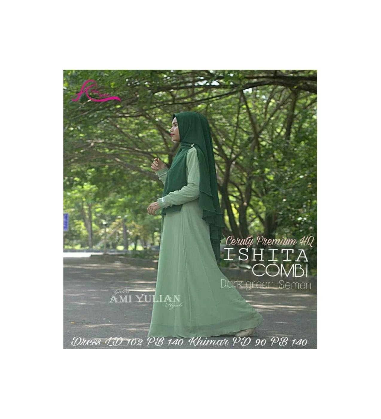 baru ishita gamis syari ceruti busui furing umbrella polos elegan ori