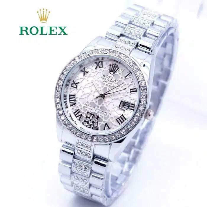 jam tangan wanita rolex - Diamond Permata Silver Black Trendy Terbaru 2019 Murah