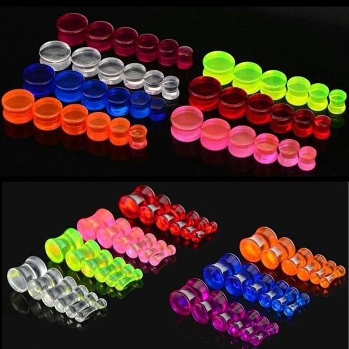 ASLI!!! Body Piercing Tindik Expander Saddle Acrylic Ear Plug Stretcher Flesh