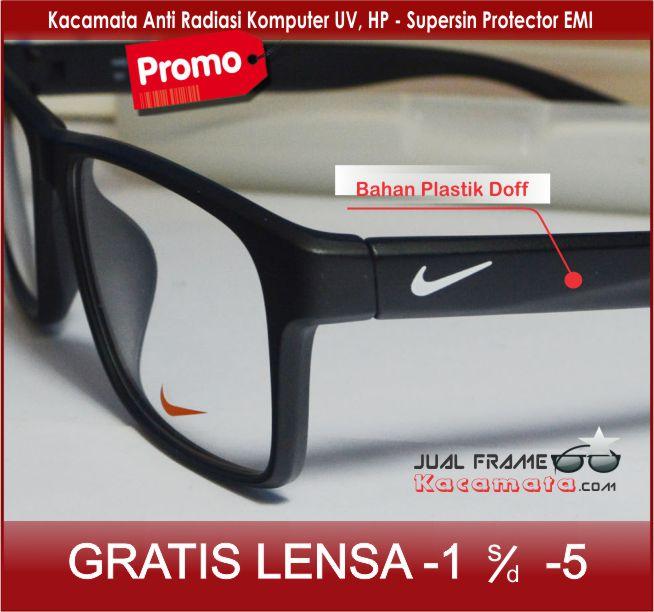 Frame Kacamata Sporty Nike 7101 + Lensa Minus Plus Anti Radiasi Komputer Pria wanita cewek cowok