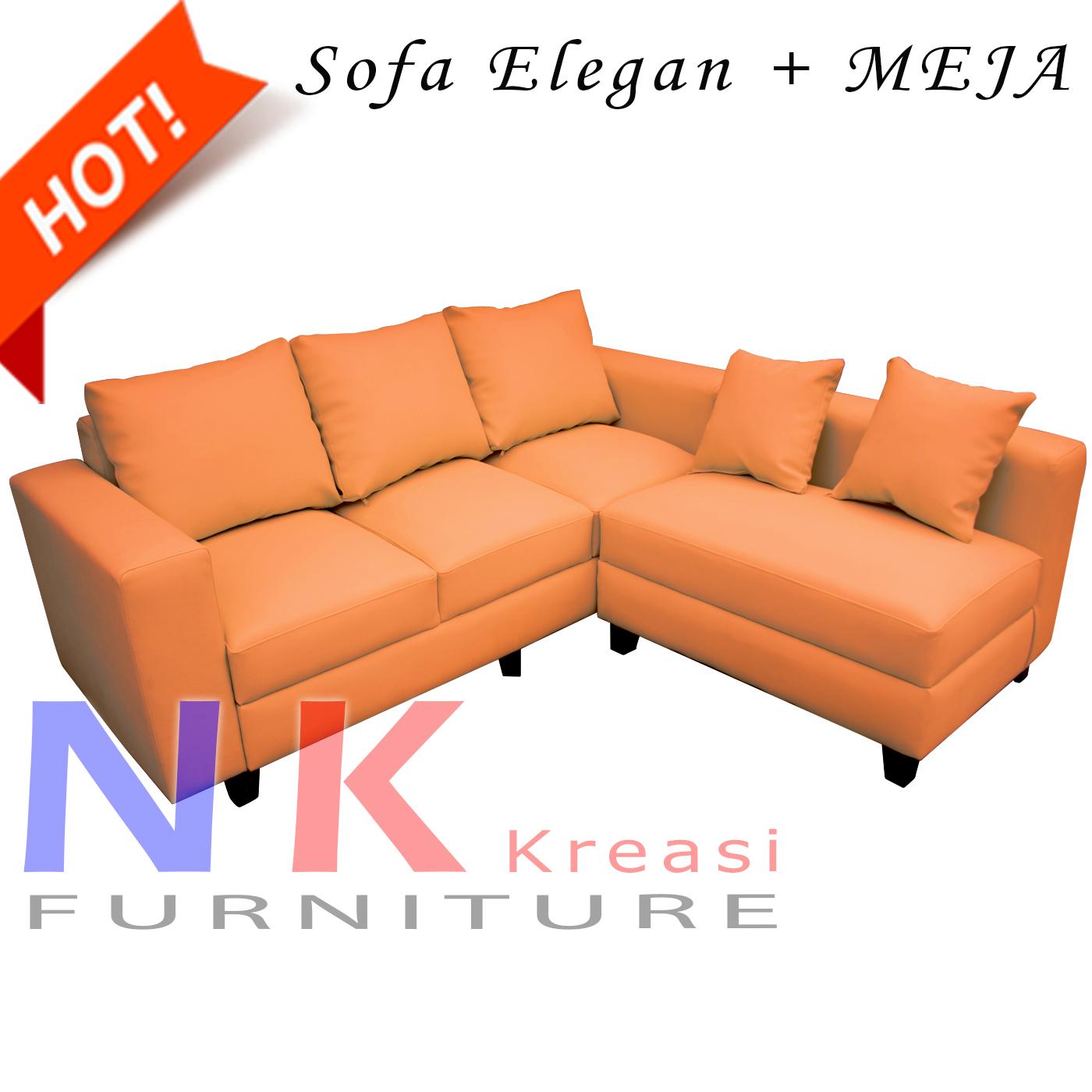 Sofa Kursi Ruang Tamu L Minimalis, Sofa Sudut kantor Mewah, Bahan Kulit oscar + MEJA TAMU