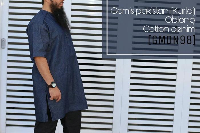 gamis pakistan pria al Amwa Muslim -pakaian pria-kurta pria dewasa -am - Denim, XL