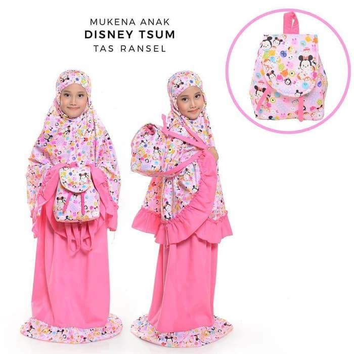 MUKENA TELEKUNG RUKUH ANAK KATUN JEPANG TAS DISNEY TSUM TSUM PINK