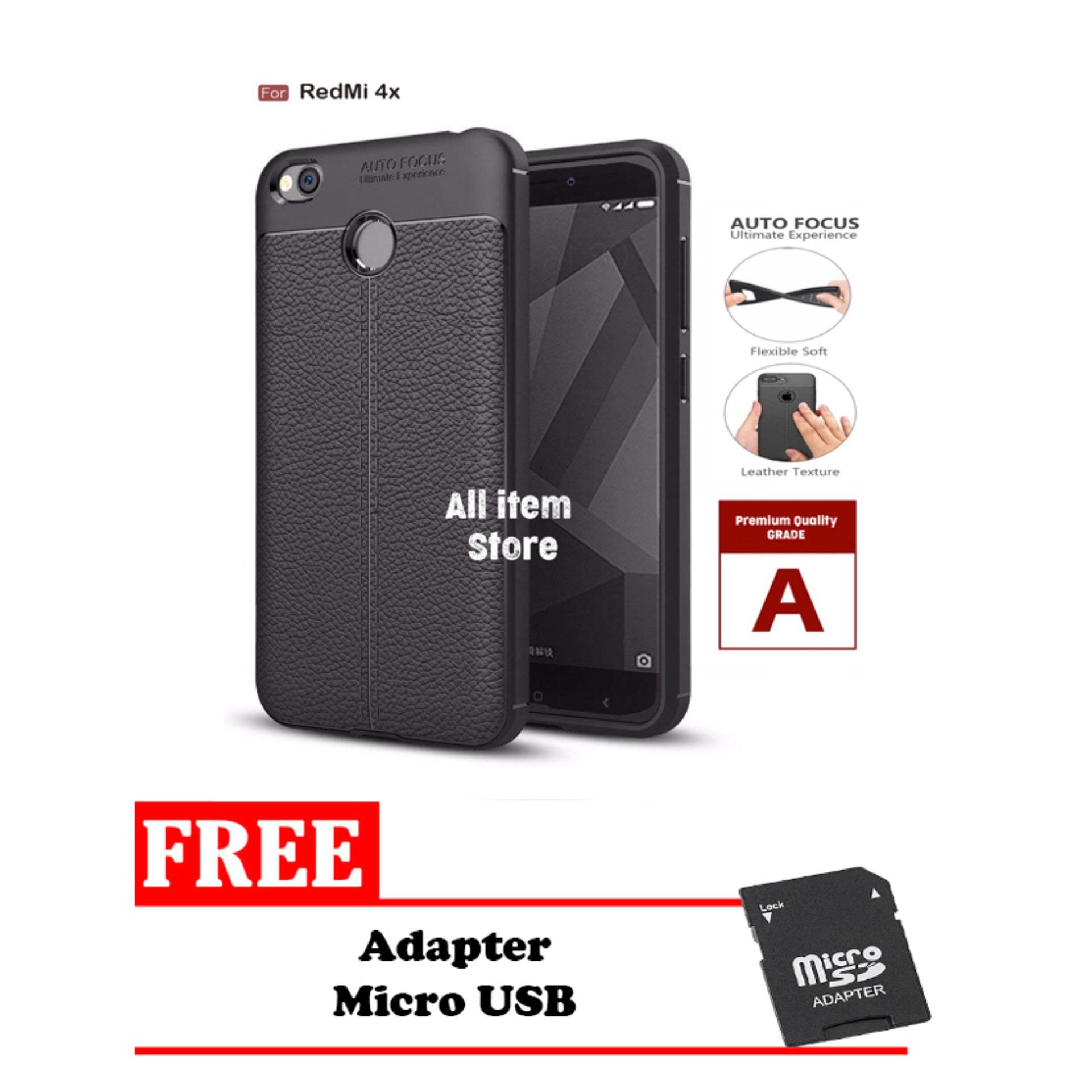 Case Auto Focus Xiaomi Redmi 4X Leather Autofocus Ultimate - Black + Free Adapter Micro SD