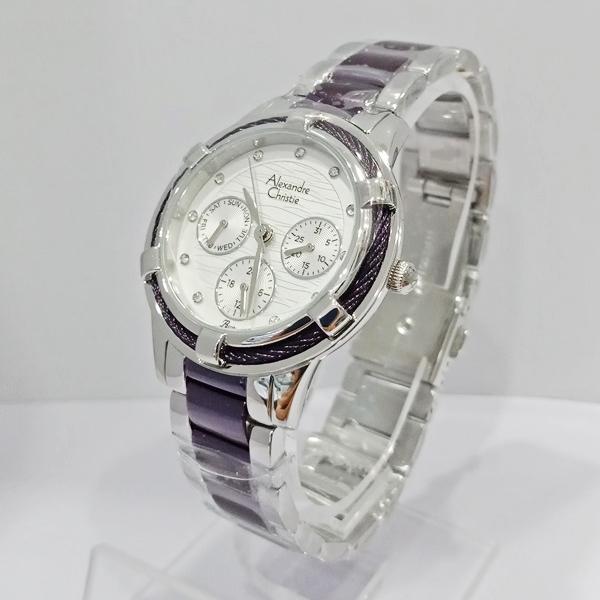 Jam Tangan ALEXANDRE CHRISTIE ORIGINAL WANITA 2730 SILVER UNGU