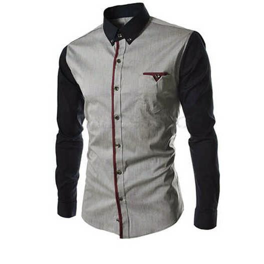 KEMEJA PRIA SILVER COMBI LENGAN BLACK (N354 EXECUTIVE SILVER) -