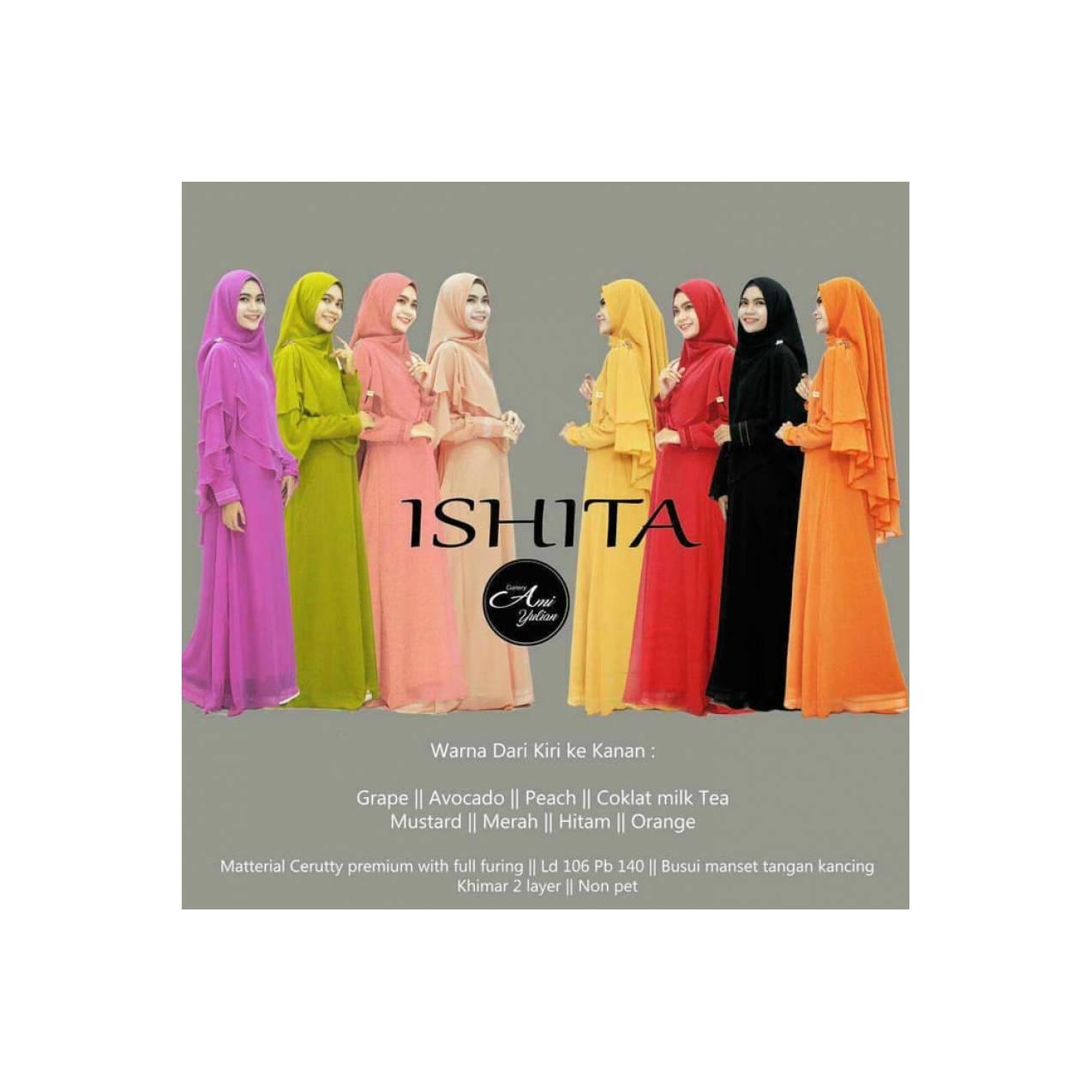 baru iishita syari set gamis ceruty busui polos furing elegan