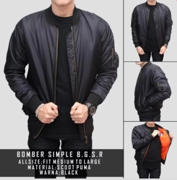 Jaket Bomber Polos Hitam
