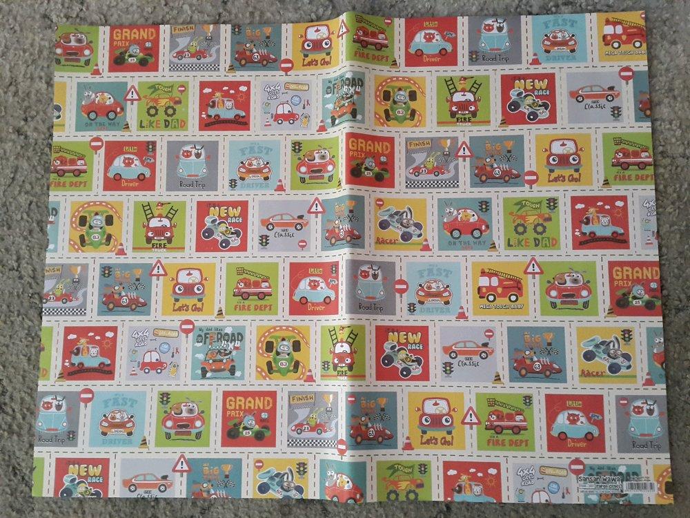 Kertas Kado Kids motif mobil kartun sekaligus jasa pembungkusannya # Favorit Toys favorit_toys