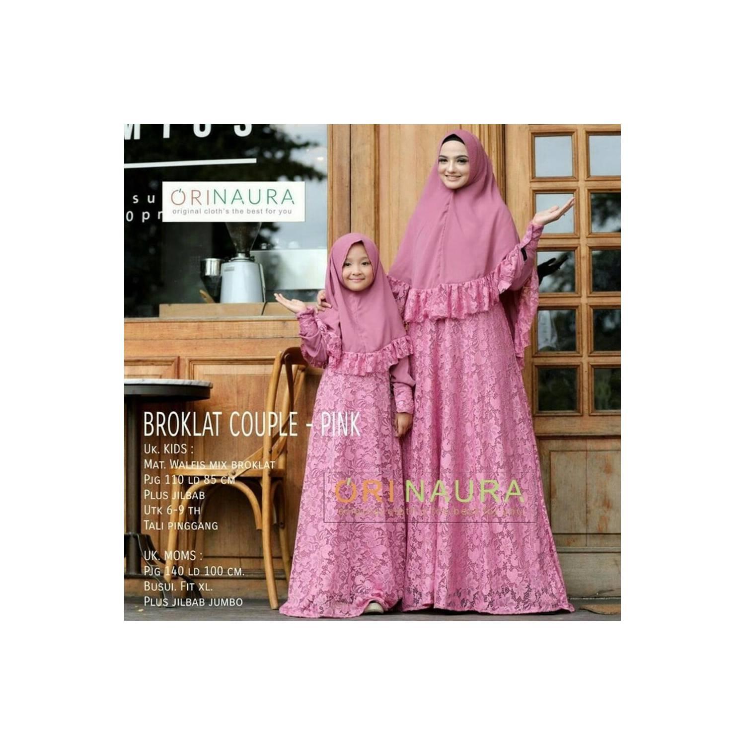 TOP BAJU GAMIS BRUKAT BROKLAT IBU DAN ANAK COUPLE PLUS JILBAB ORI NAU