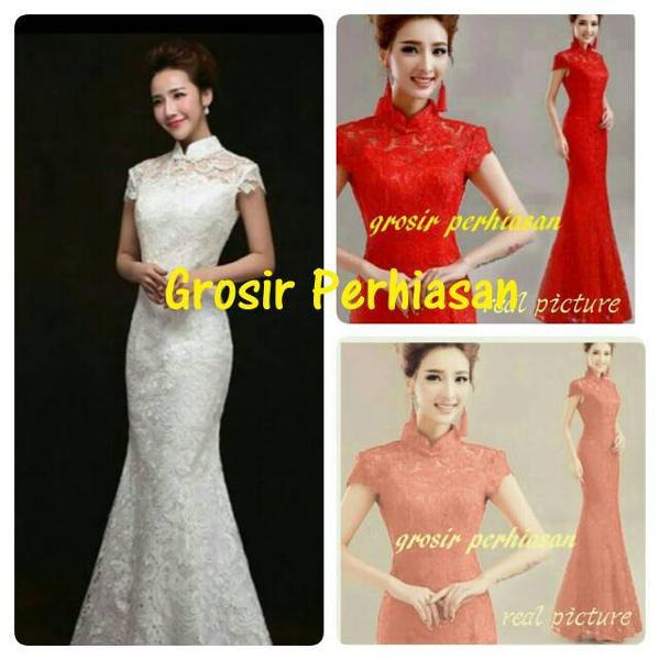 Promo Hanya Hari Ini WEDDING DRESS - BAJU AKAD NIKAH - LONG DRESS PUTIH - GAUN FULL BROKAT -