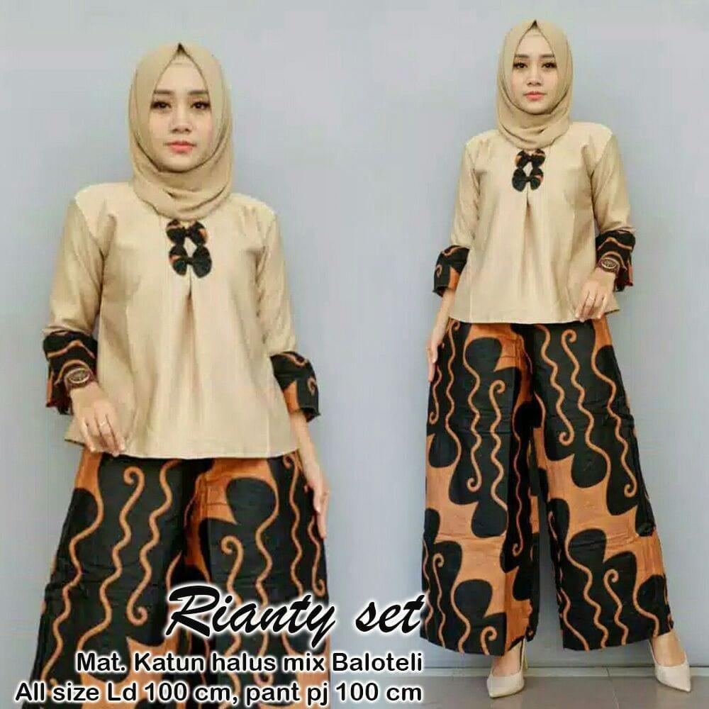 TERMURAH - Setelan Batik Wanita - Stelan Muslim Murah - Stelan Kulot Muslim - Baju Batik - Baju Kebaya - Batik Modern = Batik Terbaru - Batik Terbaru 2018 - Batik Wanita - Batik Murah RIANTY SET