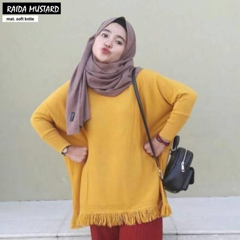 RAIDA ||| nouska shop ||| Grosir Jaket Sweater Baju Atasan Sabrina Blouse Rajut Hijab Kekinian Cewek Wanita Murah