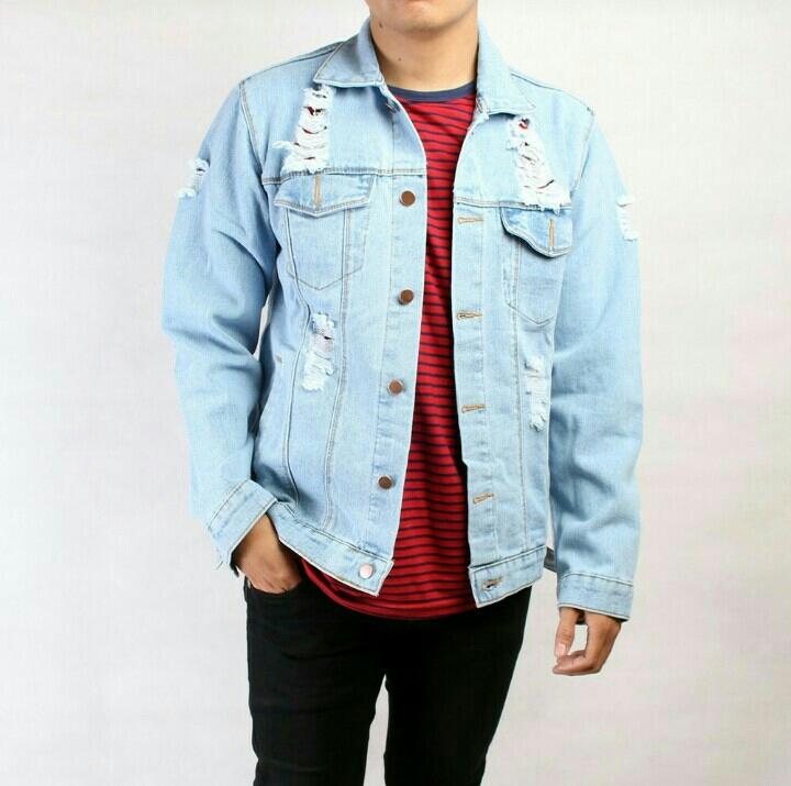 Jaket jeans Levis pria bioblitz sobek premium