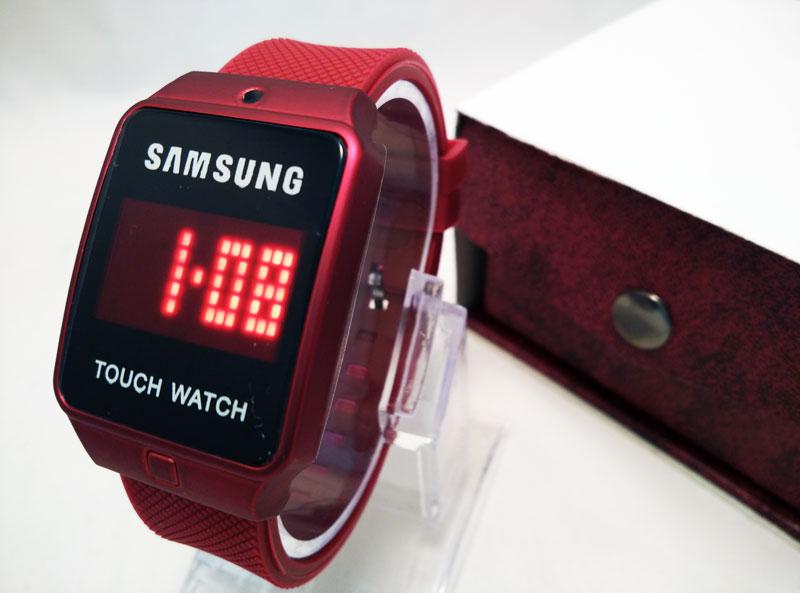Jam Tangan Samsung Led Touch warna Merah Maron Untuk Pria Dan Wanita