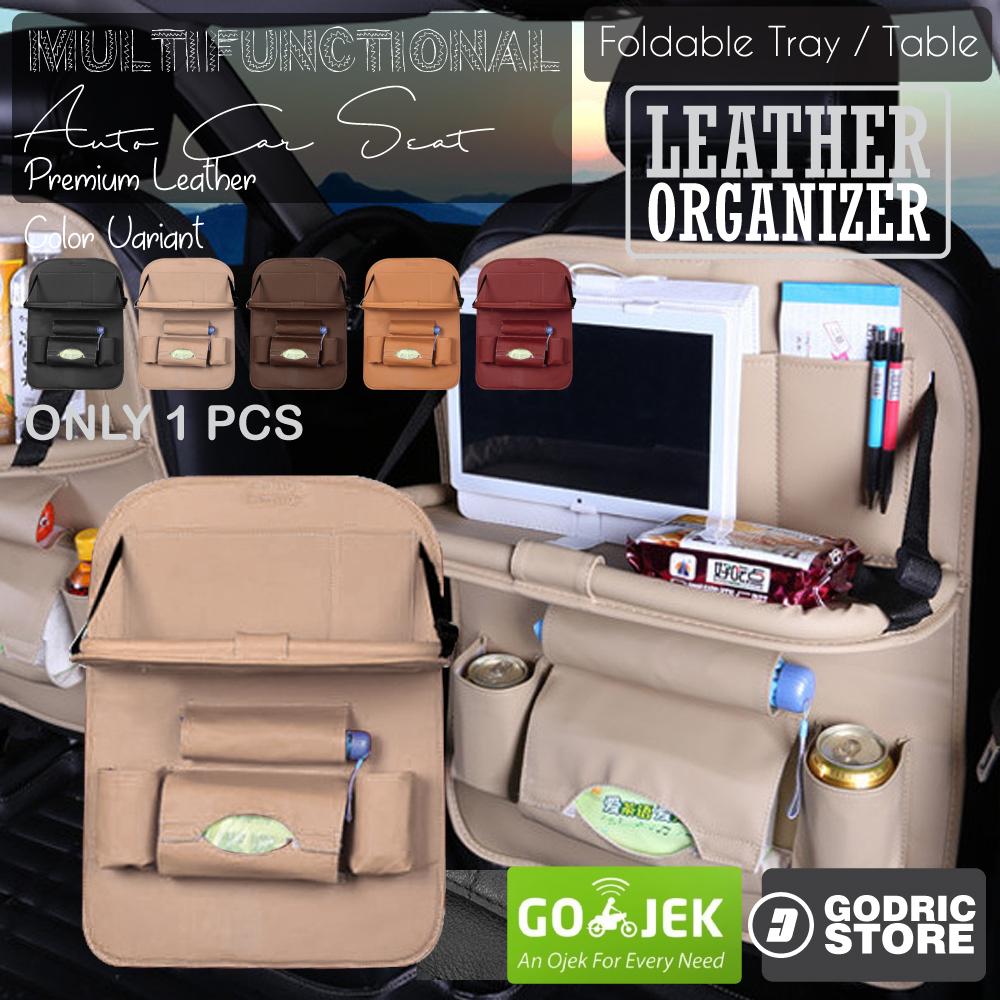 Godric Leather Premium Meja Foldable Auto Car Organizer Tas Jok Kulit Mobil
