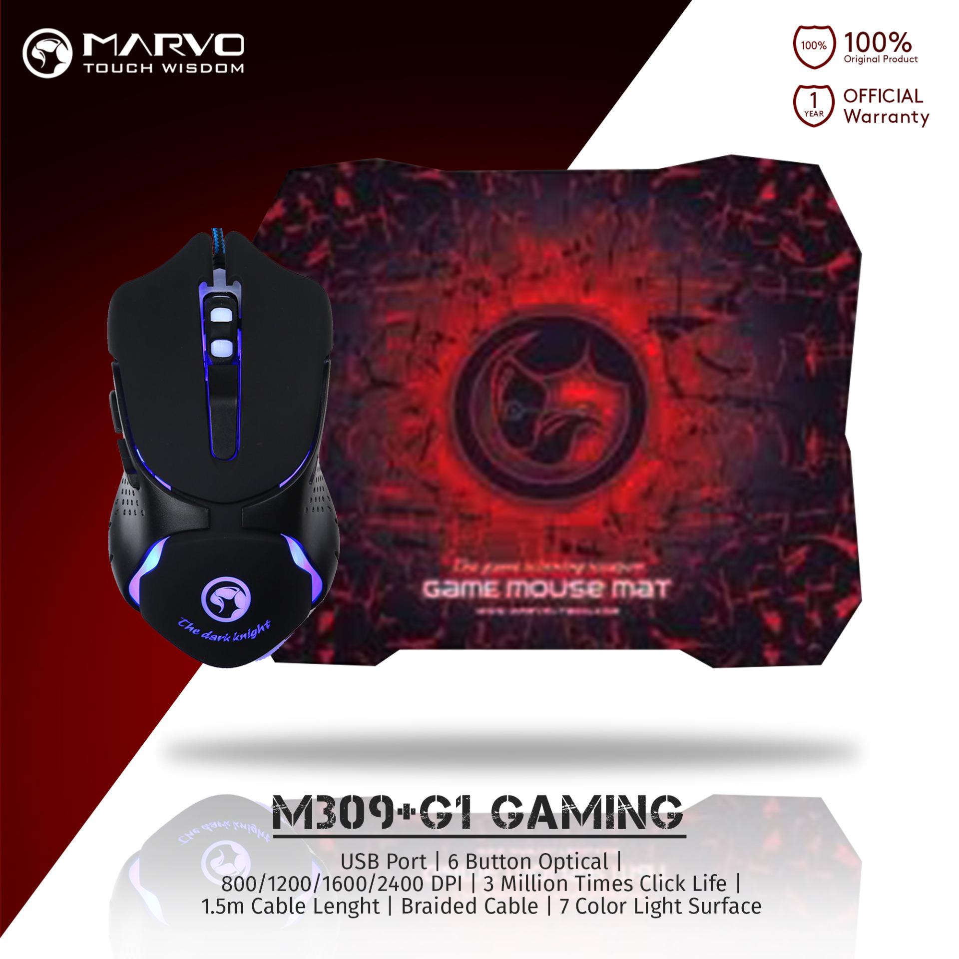 Marvo M309 Gaming Mouse Scorpion 6D + Mouse Pad G1 - Hitam