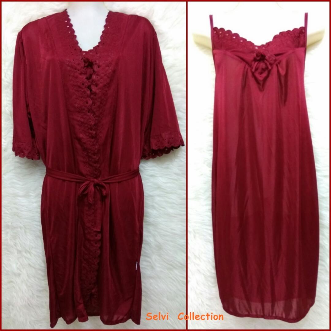 Yunyny Kimono Baju Tidur Sleepwear - Maroon