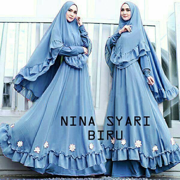 (TERBARU) NINA gamis syari maxi busui full misbie fit xl ld 110 smp 140 pjg 139 lb 300 ada realpict (TOSCA)