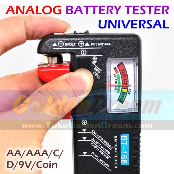 ANALOG Battery Tester Universal Baterai AA AAA C D 9V Coin Cell Batere Genzatronik