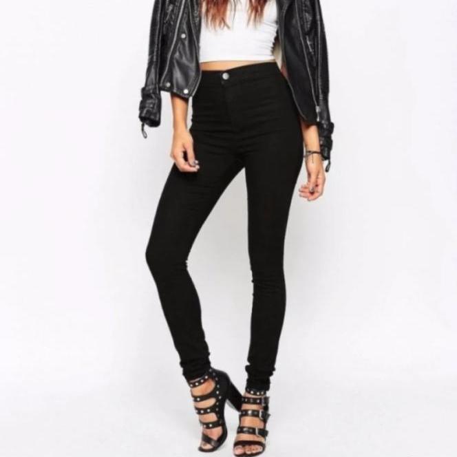 tokolobo celana jeans Highwaist  wanita pun black