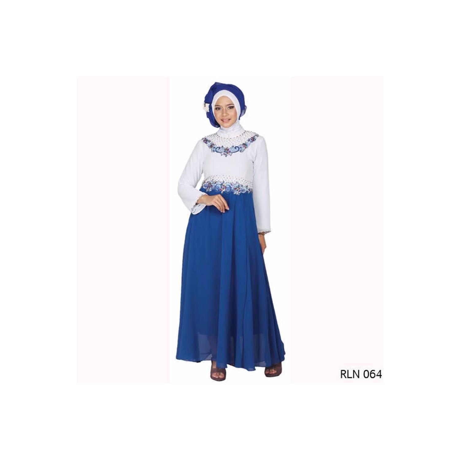 murah Baju Gamis Pesta Modern Biru Kombinasi Cantik