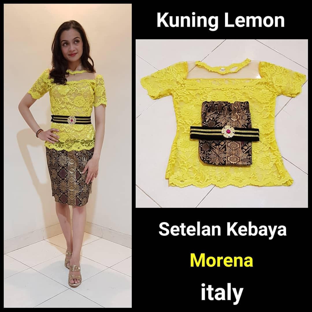 sixmo - setelan kebaya jadi model MORENA kebaya BROKAT ITALY CORD kualitas premium dan rok batik pra_da pendek FREE OBI BROS kebaya bali murah kebaya modern kebaya pesta